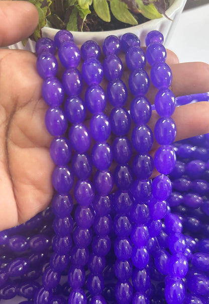 Oval Violet Glass Beads
