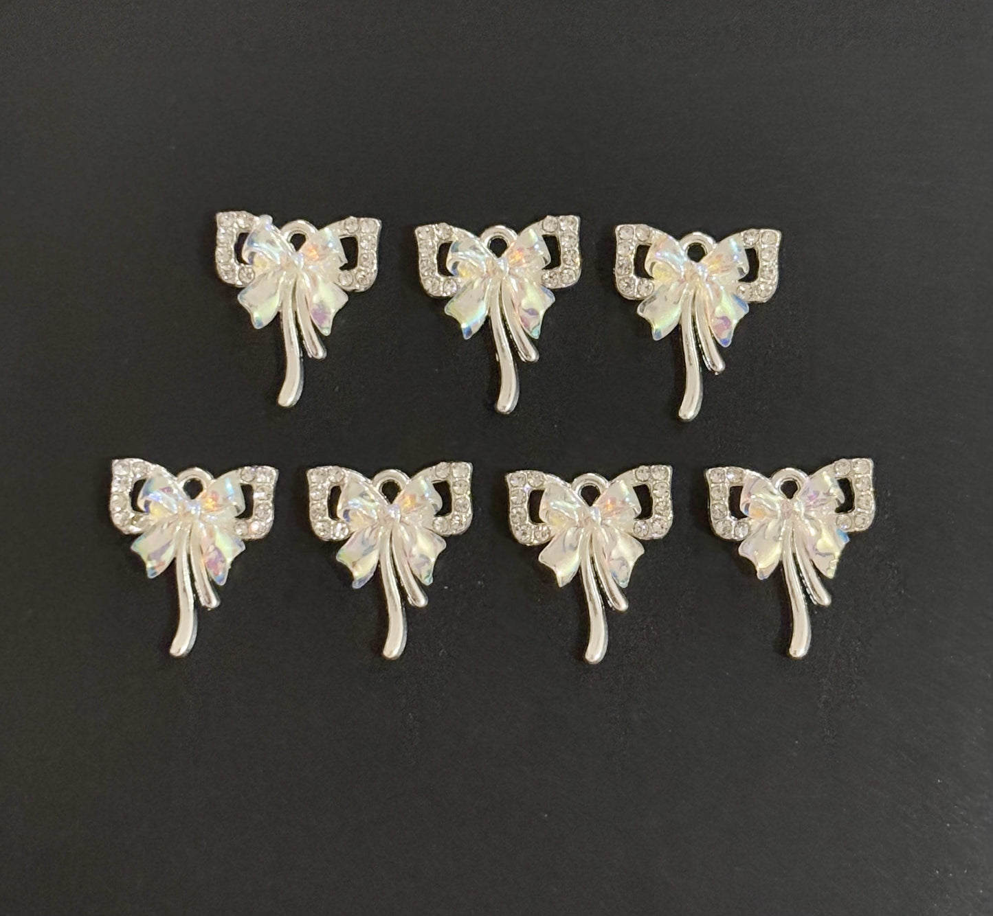 Two Pieces Iridescent Bow Charm